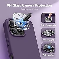 Vista 156 de GONEZ Funda de silicona para iPhone 15 Pro Max, compatible con Magsafe, protector de cámara + protector de pantalla, forro de microfibra suave Negro