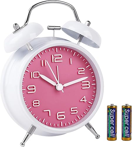 pxy Reloj despertador ruidoso para personas que duermen pesadas, esfera 3D, funciona con pilas (batería incluida), reloj despertador analógico súper