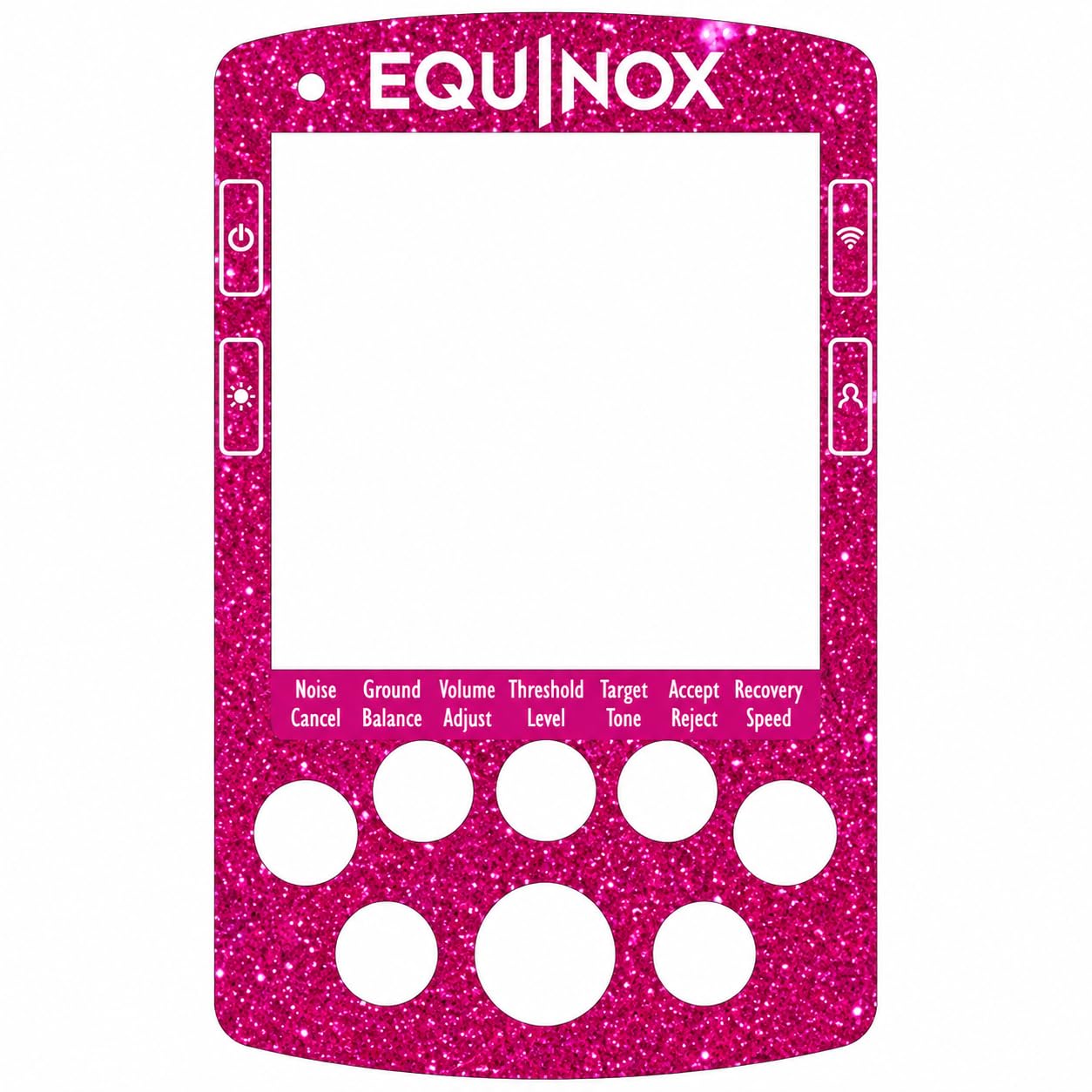 Detecting Innovations Vinyl Keypad Sticker for Minelab Equinox 600 & 800 Metal Detector โ Faceplate Decal Cover - Pink Sparkle