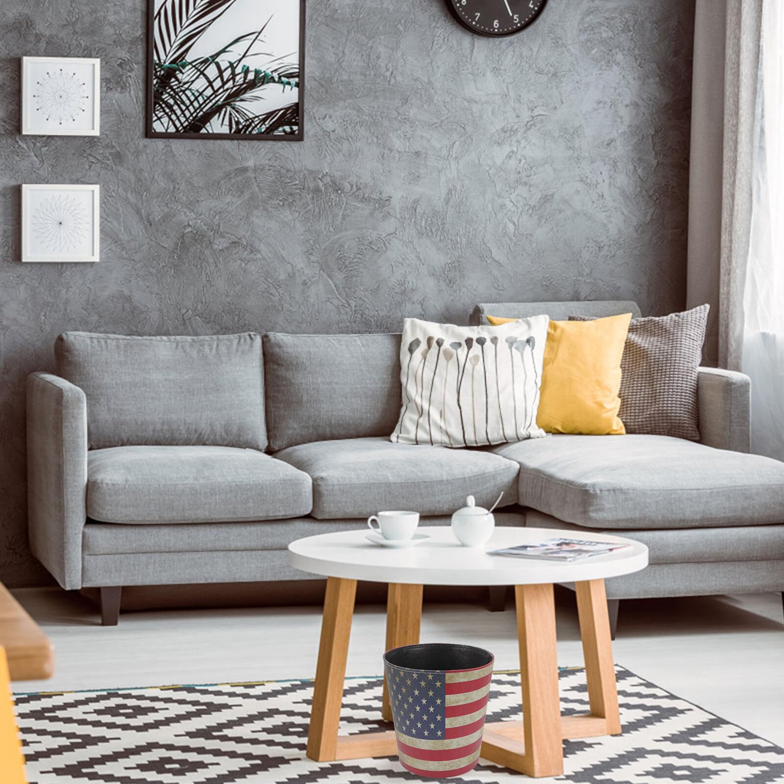 Cestino per Rifiuti in Stile Europeo Retrò in Pu senza Coperchio, Contenitore Creativo per Rifiuti da Ufficio e Casa, Secchio Carta Straccia Lavabile e Riutilizzabile, Design