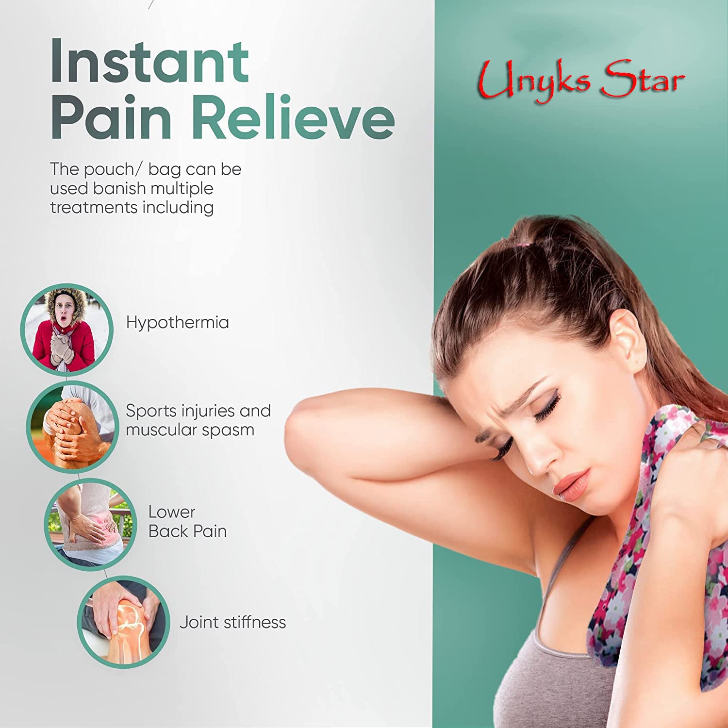 Unyks Star Electric Hot Water Bag for Pain Relief | Rechargeable Heating Pad for Period Cramps, Back Pain & Body Ache | Gel-Based Warm Bag for Comfort | Electric Hot Bag for Winter Relief - Image 8 thumbnail