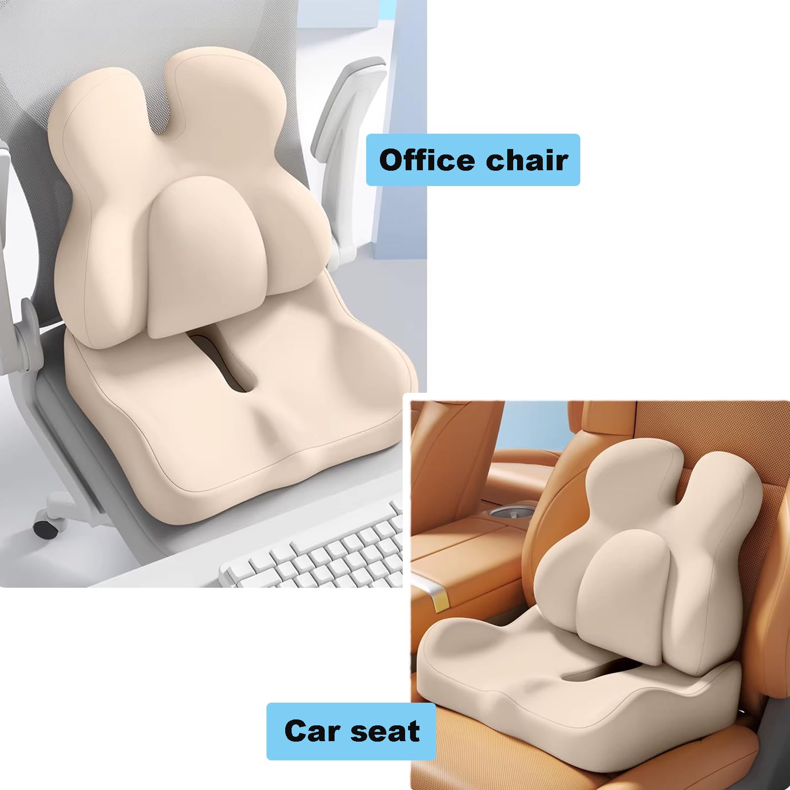Lumbar Support Pillow for Office Chair Memory Foam Back Cushion for Car Seat Promotes Better Posture Back Pain Relief Ideal Desk Chairs Essentials White Seat Cushion(Pink,Lumbar Pillow)