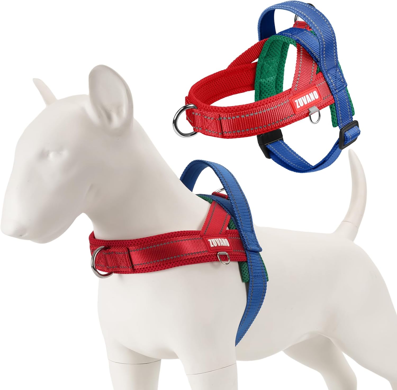 Blue Dog Harness for Medium Sized Dogs Soft No-Pull No-Escape Front Clip Dog Harness – Adjustable Reflective Padded Vest with Handle & Quick-Release Buckle, L