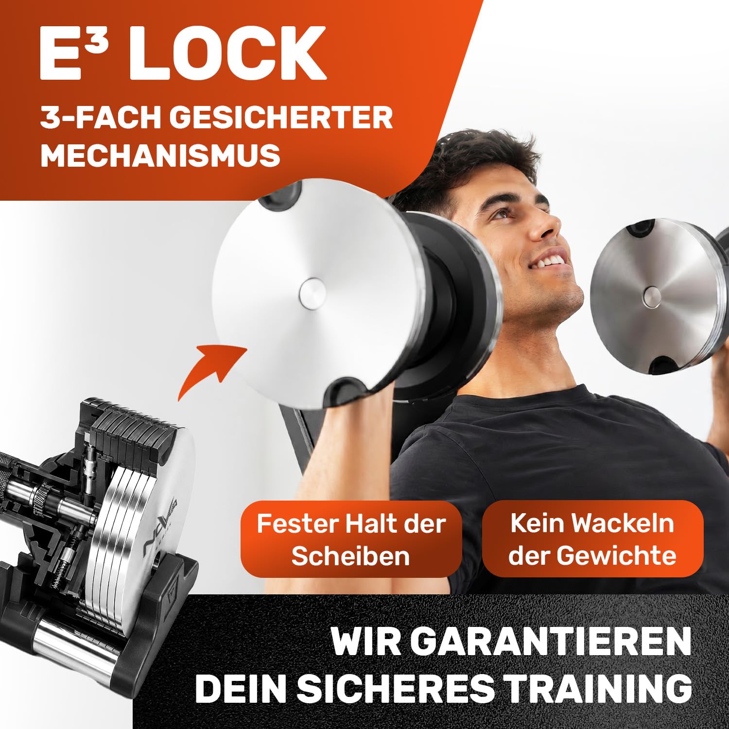 Verstellbare Kurzhantel 24kg | Nova Series | 12kg |18kg | 24kg | 32kg |40kg | 24 Gewichtseinstellungen | Einzelhantel | Verstellbare Kurzhantel | Hantel einstellbar und platzsparend [NOVA³ LOCK]