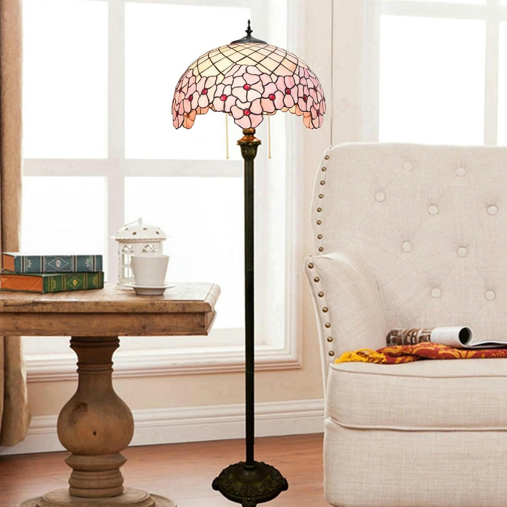 Amazon.com: KOMFGT Tiffany Floor Lamp Sakura Style Stained Glass