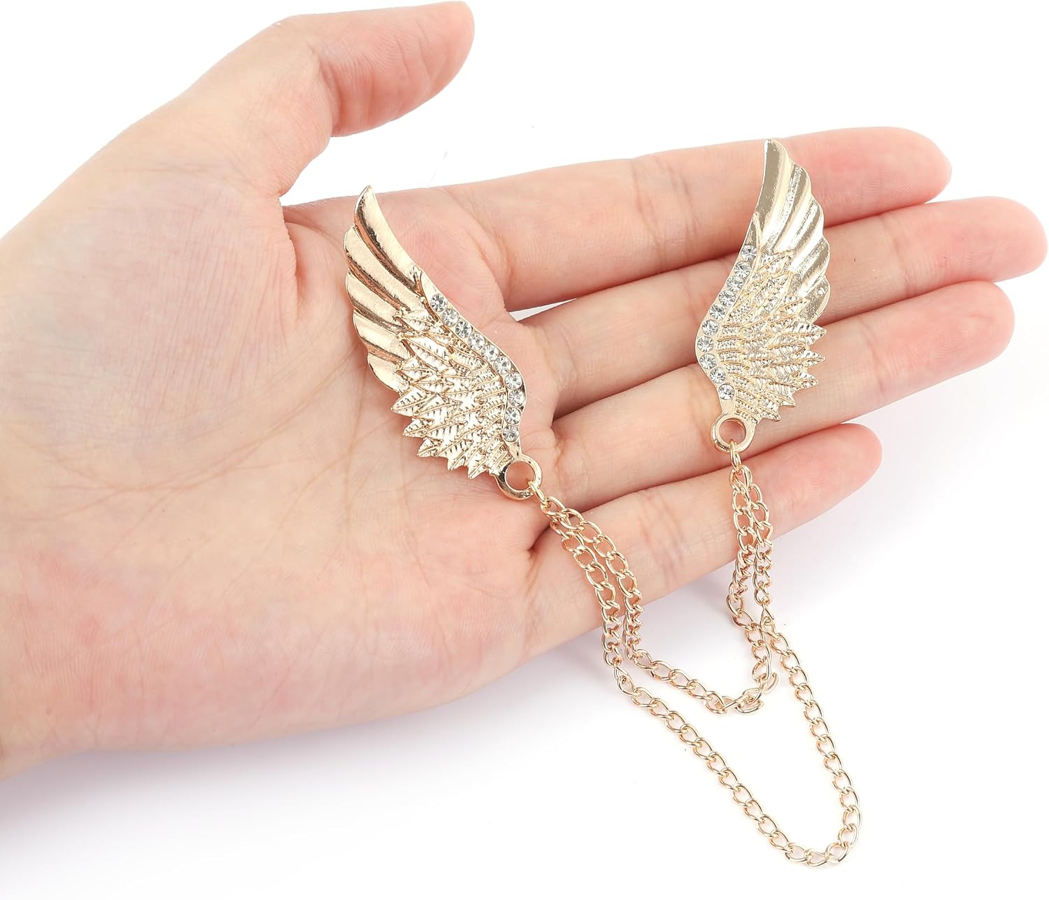 8Pcs Tassel Chain Brooch Collar Pins Wings Wolf Crown Eagle Lapel Pins for Men Vintage Rhinestone Suit Coat Shirt Brooches Pin Accessories for Wedding Gold Sliver Tone