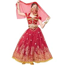 Princess Jasmine Costume for Girls Aladdin Dress UP Halloween Cosplay Party Belly Dance Outfit