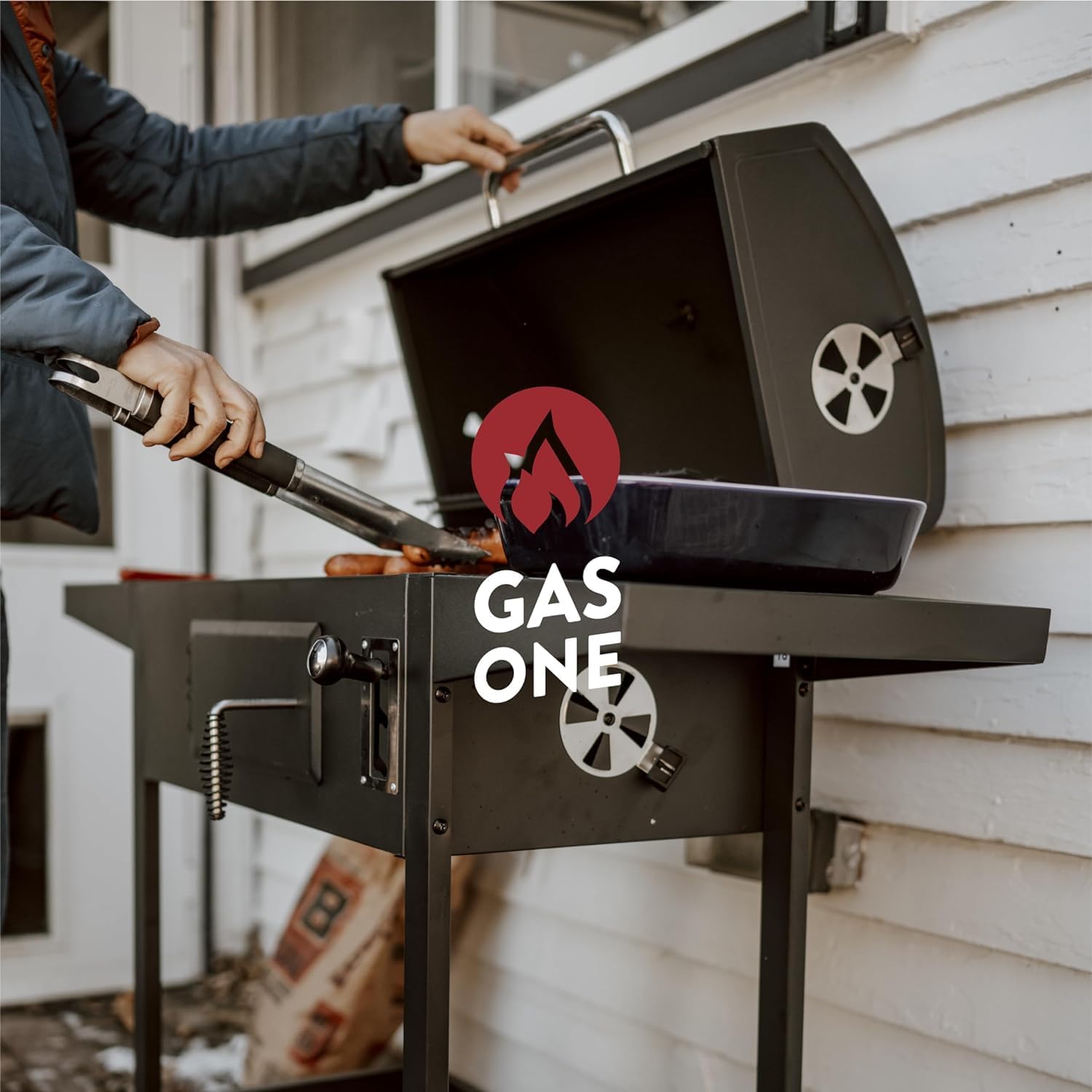 GasOne Charcoal Grill CGS-24A – 24-inch BBQ Charcoal Grill – Outdoor Charcoal Smoker with Multiple Tier Heat Control – for Camping, Picnic, Patio, Backyard Barbecue, Outdoor Cooking