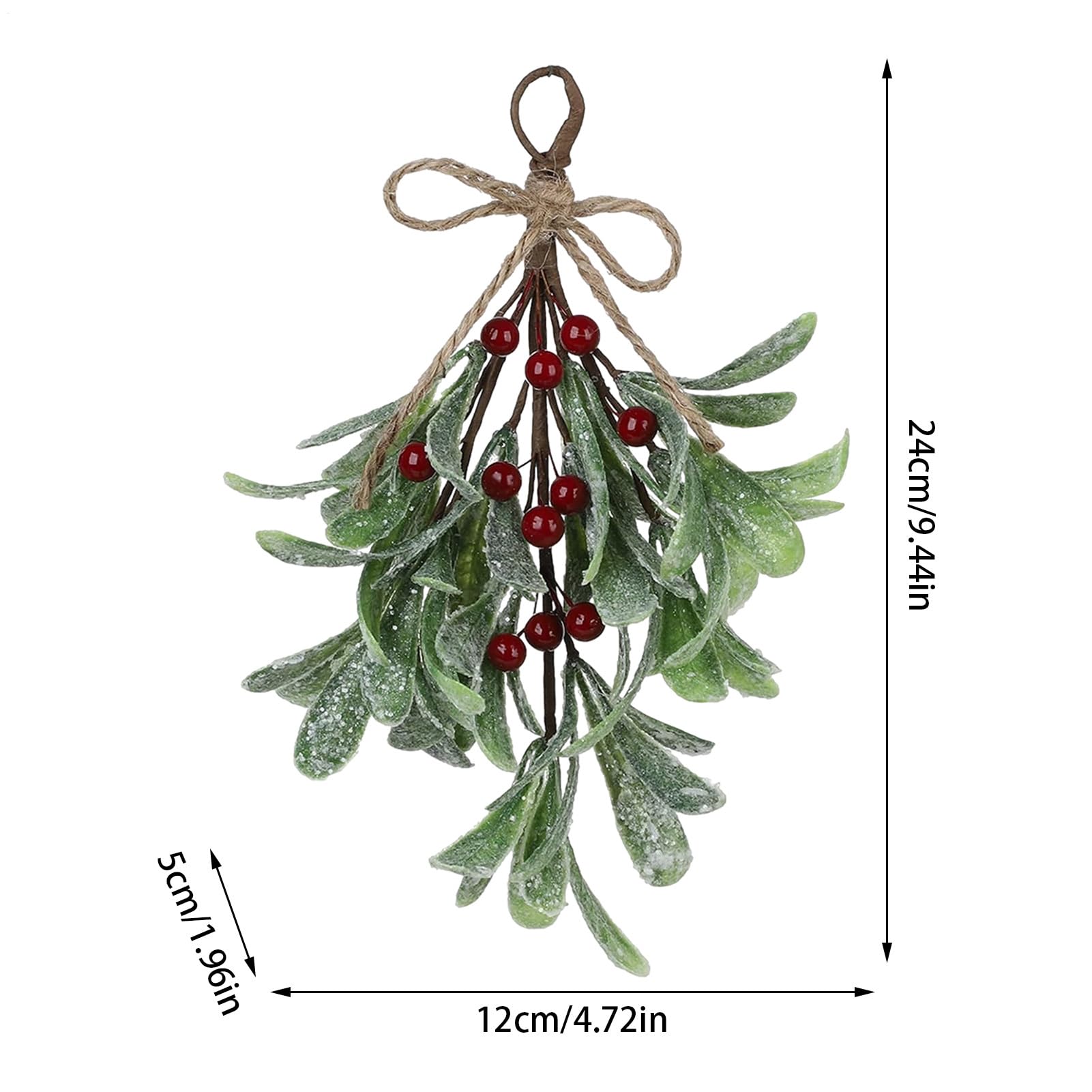 Mistelzweig Künstlich, Simulierte Weihnachts Mistelzweig Dekoration, Künstliche Mistelzweige Mit Frostbeeren Und Schleife, Mistelzweigs Hängedeko weihnachtens, Beerenstiele Ornament Für Girlande(Rot)