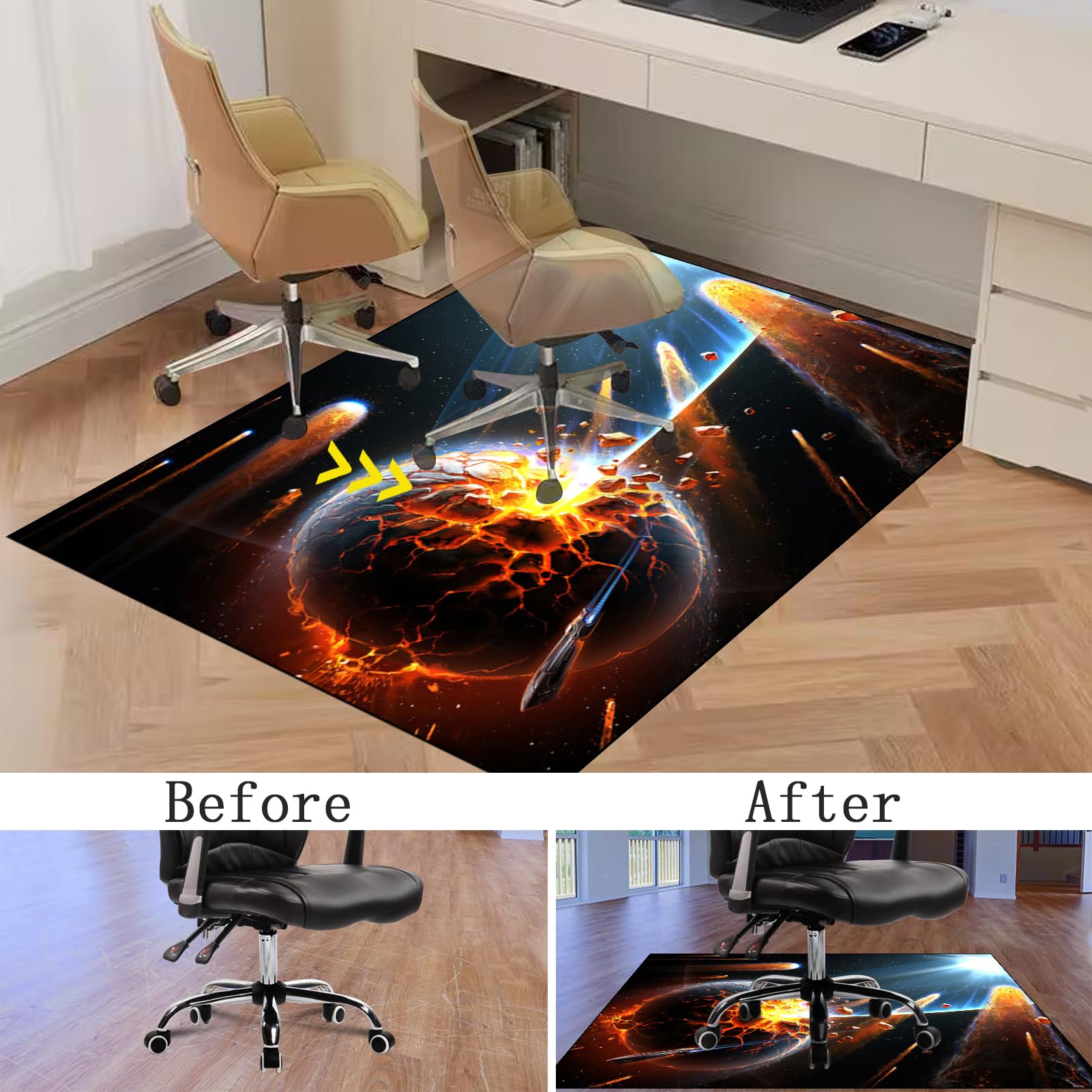 Tappeto Gaming pavimento, Tappetino Salvapavimento Antiscivolo, Tappeto per Sedia Ufficio per per Pavimenti in Legno Duro, Tappetini di Protezione per Pavimento per Parquet e Laminato 100 x 140 cm