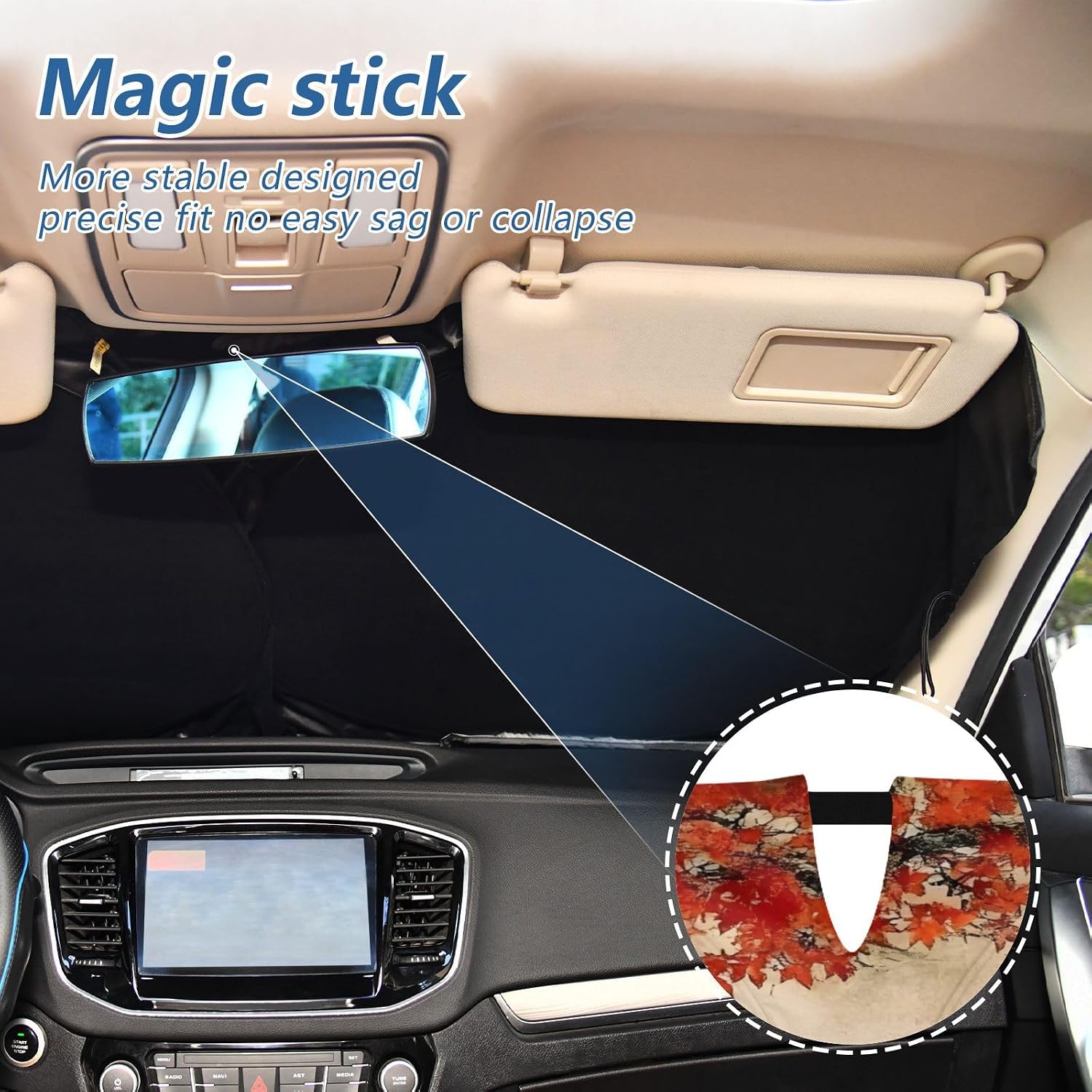 Windshield Sun Shades Japanese Landscape Samurai Foldable Car Sun Shade for Front Window for Car Sedans SUV Trucks Funny Cute Cool Anime Car Sun Shade Keep Your Vehicle Cool S