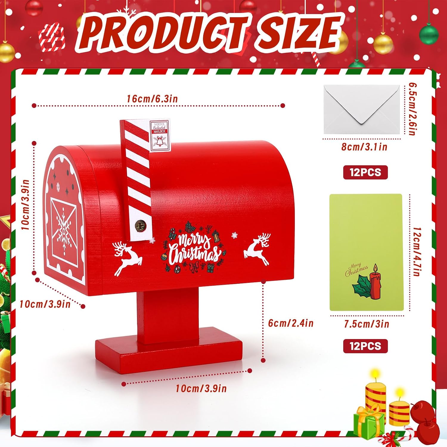 Christmas Santa Mailbox Wooden Letter Box Kids Holiday Decor image 4