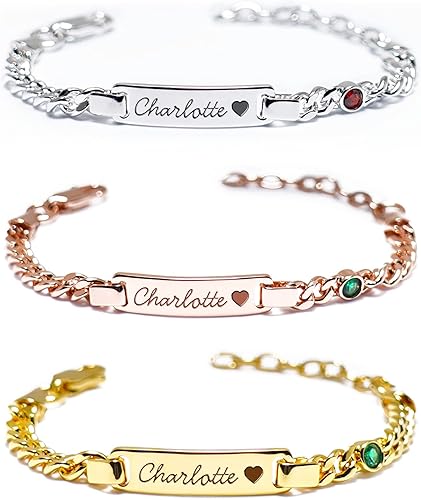 Pulsera de identificación personalizada con nombre para bebé, chapada en oro de 18 quilates, pulseras personalizadas para bebés, regalos de joyería