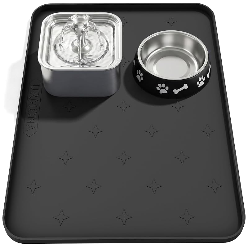 Tapete de Silicone Impermeável para Caixa de Areia e Comedouros URMONA Preto 63,5 x 50,8 cm