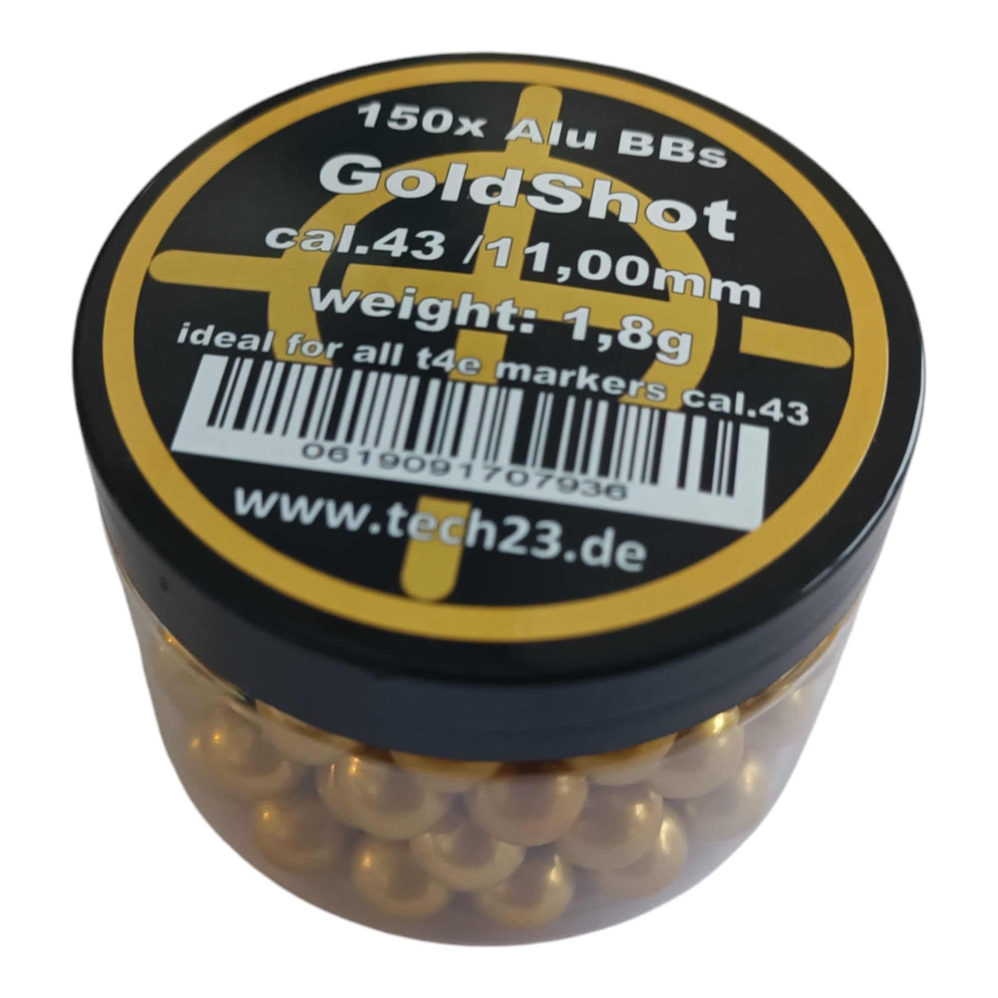 Gold-Shot 150 x aluminiowe kulki Cal. 43 idealne do T4e Glock 17, PPQ, M&P9 itd. - Najlepsza amunicja Cal.43 t4e!