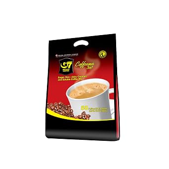 Trung Nguyen G7 Instant Coffee - 3-in-1 Roasted Ground Blend with Creamer & Sugar, Vietnamese Coffee 50 Sachets
