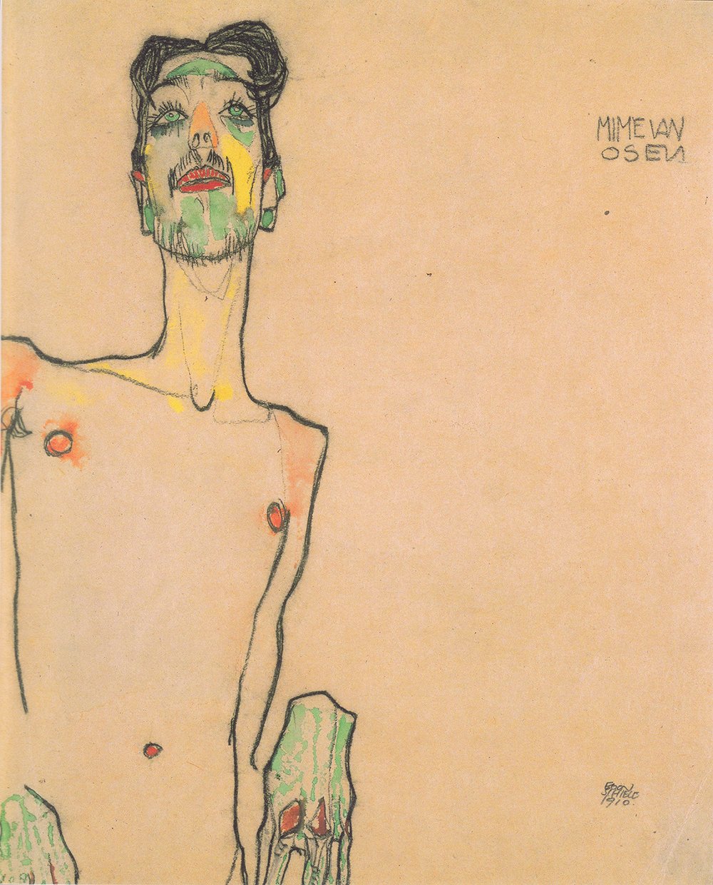 Poster Egon Schiele Mime Van Osen 1910 reproduction tableau expressionniste format medium