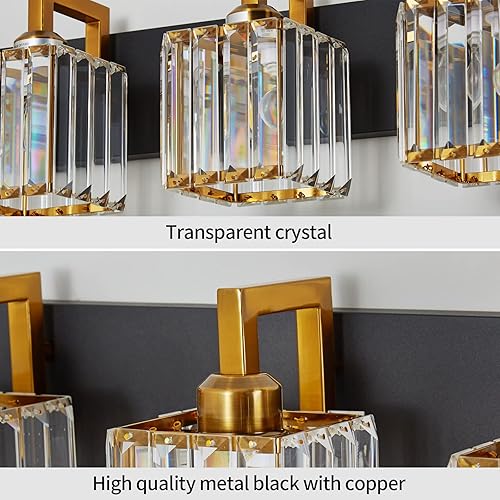 Miniatura 3 de ZHLWIN Lámpara de tocador de 6 luces negra moderna lámpara de pared de cristal para baño