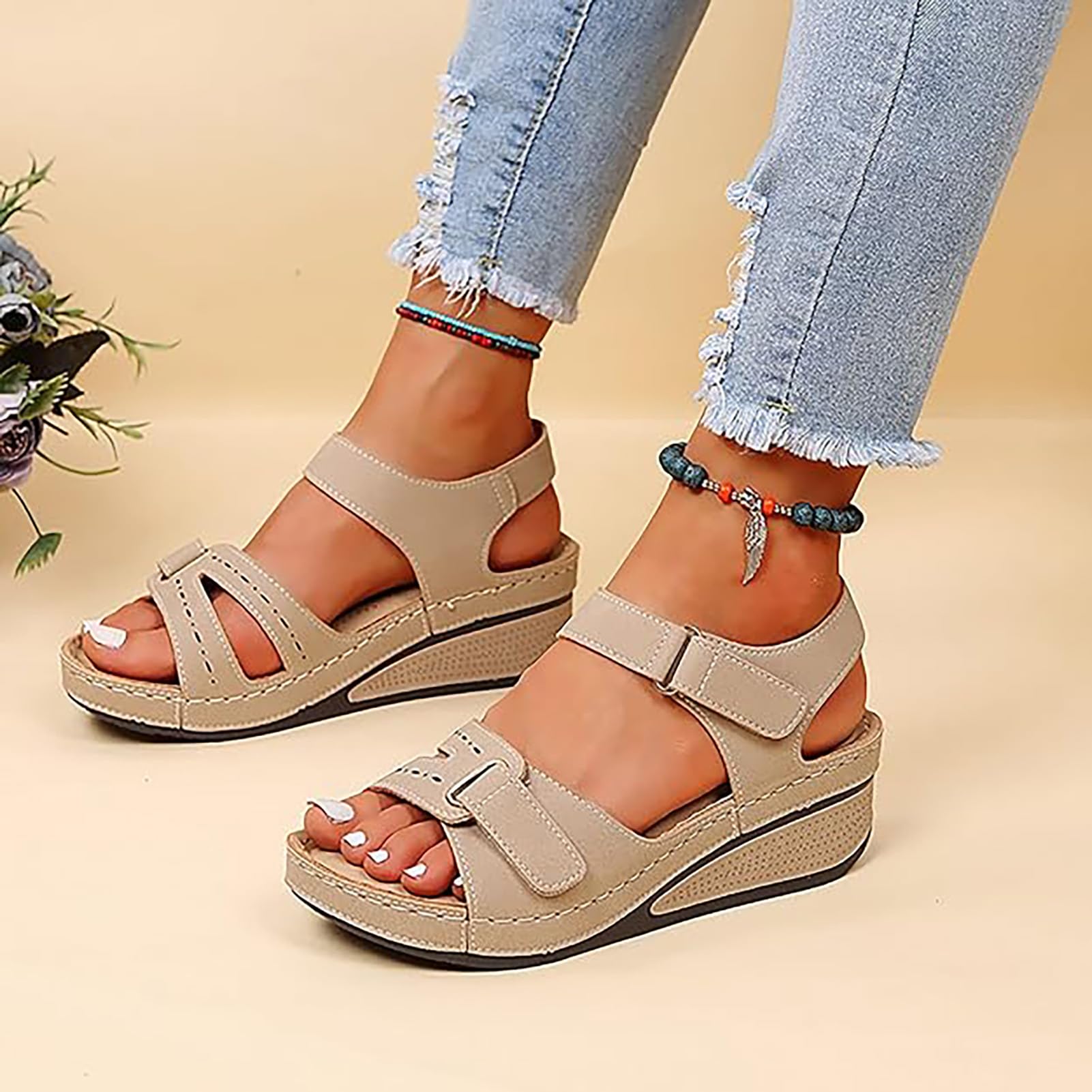 Sandales Orthopédiques Femme En Cuir - Soutien Voûte Plantaire, Confort Marche, Sandales Été Marron 38EU