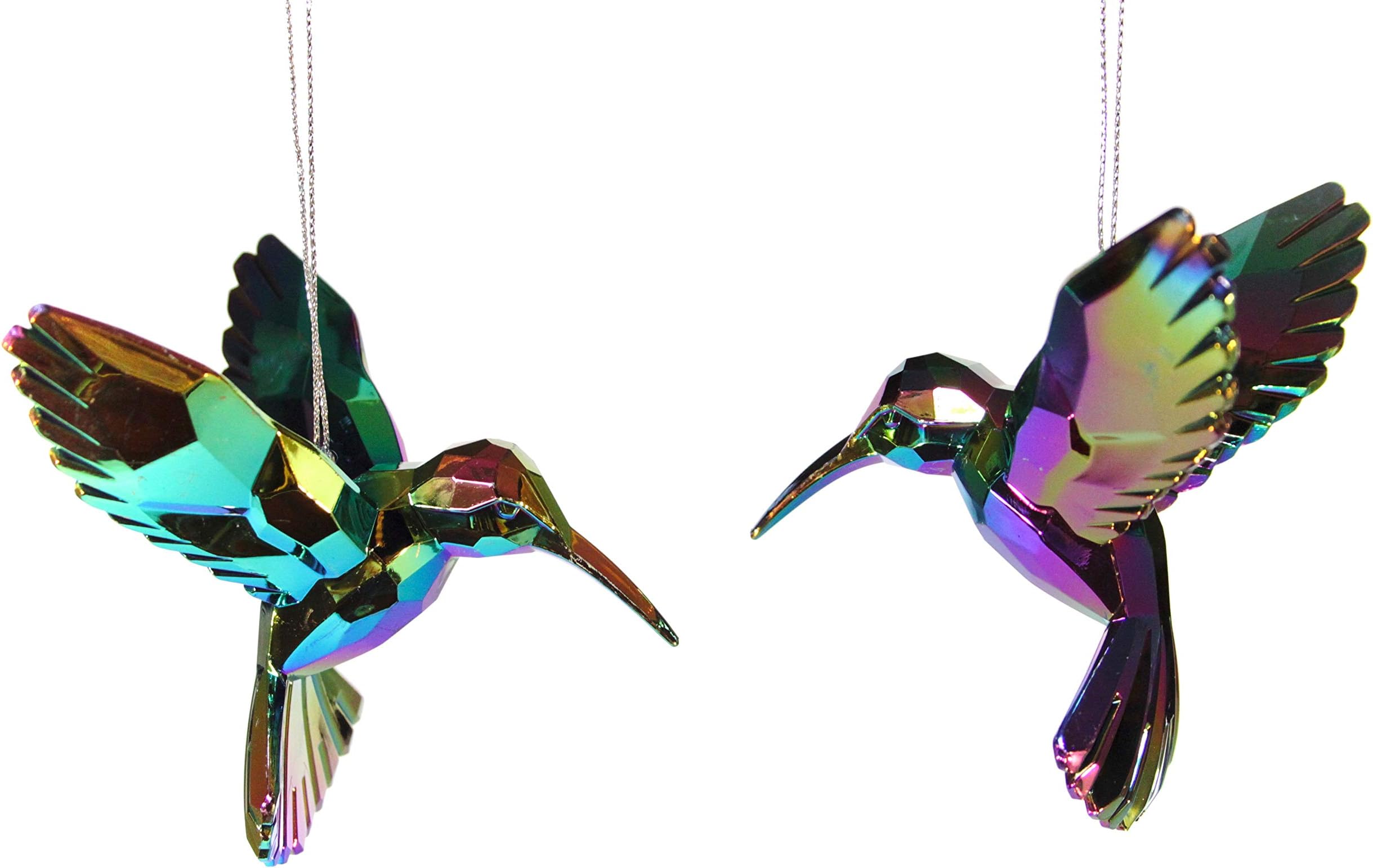 Gisela Graham Set of 2 Glass Effect Hummingbird Stunning Christmas Tree Decorations