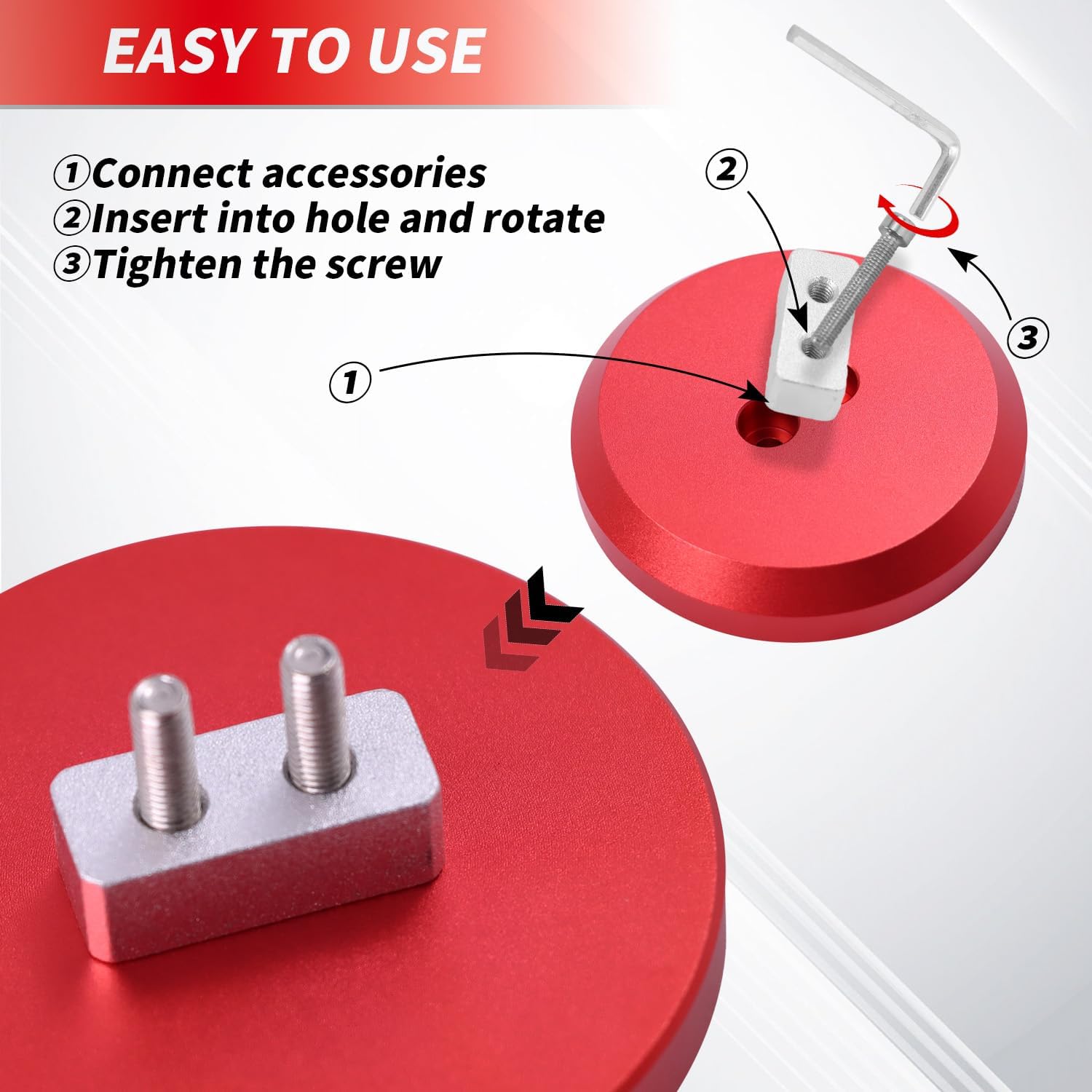 Jack Pucks Aluminum Jack Pad Jacking Puck Adapter Support Compatible with Chevrolet Corvette C5 C6 C7 C8, Leave in Lifting Pads for Porsche Frame Rail (4-Pack, Red)