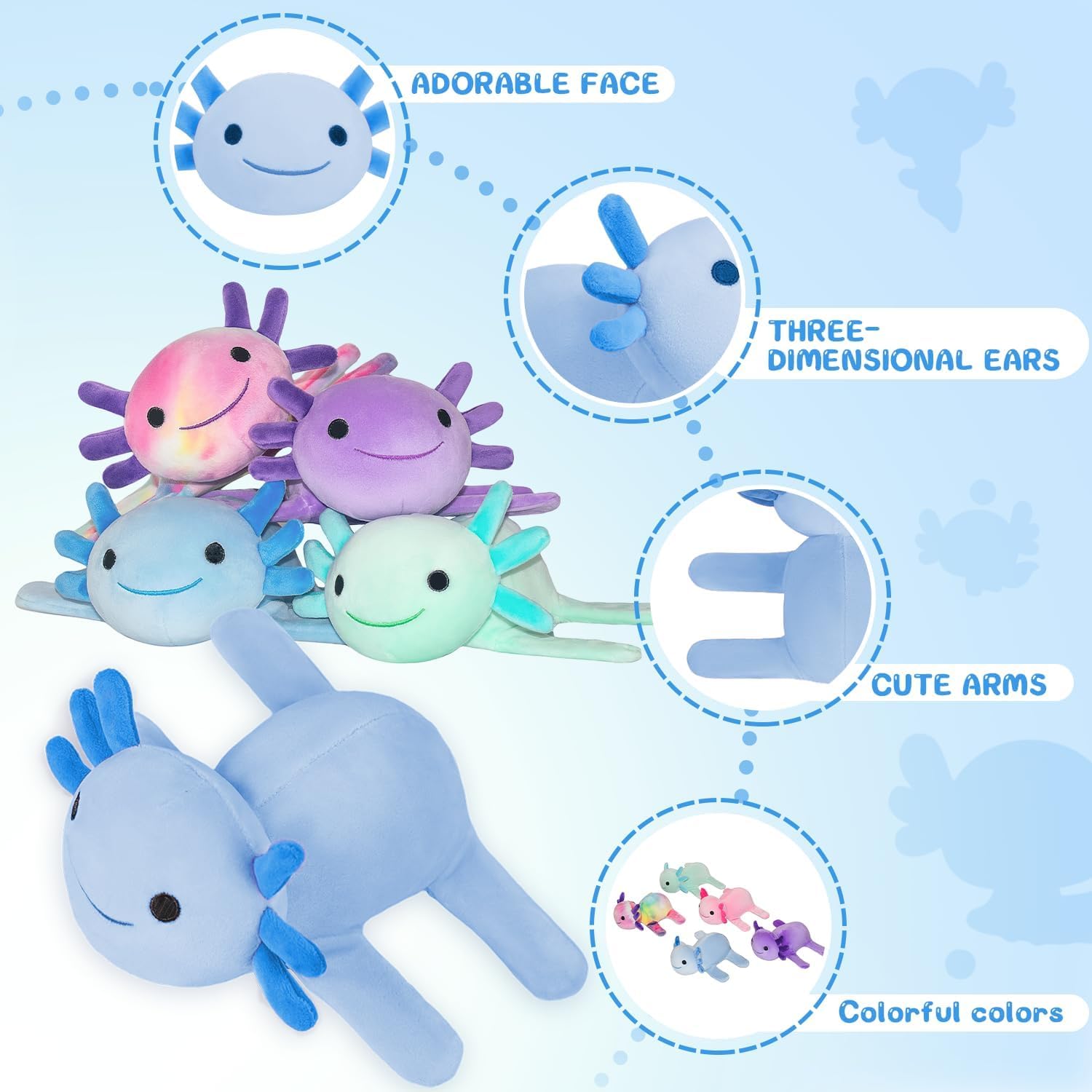 Huggers Axolotl,Stuffed Axolotl Slap,Cute Animal Book Buddy Slap,Fun Axolotle Toys for Boys and Girls.Blue