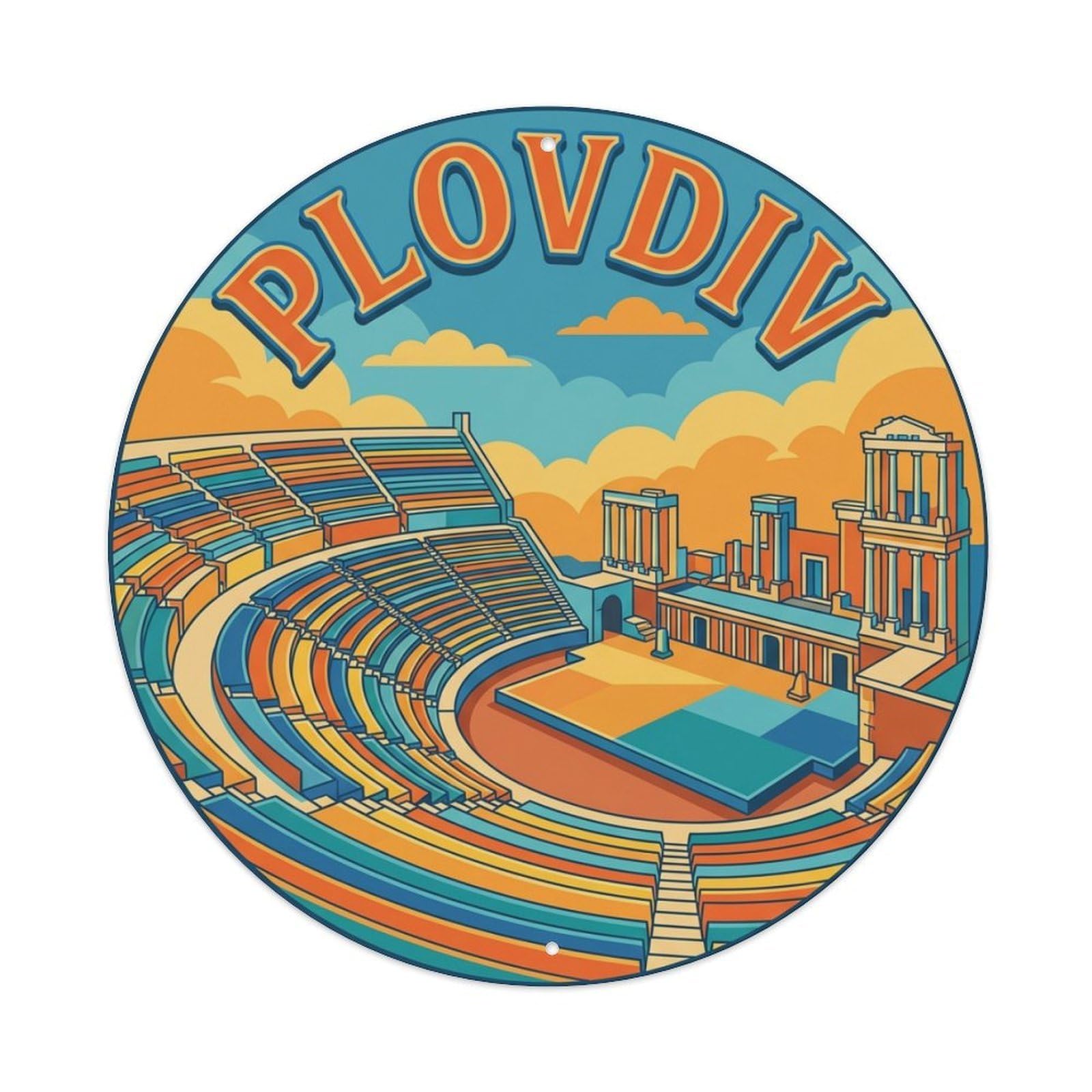 Metal Tin Sign Retro Travel Bulgaria Plovdiv