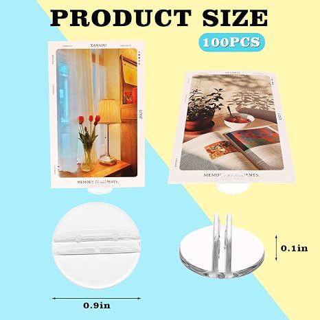 100 Pieces Game Card Stands Paper Miniature Bases Translucent Props Paper Board Card Stands Business Card Holder Plastic Clip for Business Cards Price Tags Labels Menus(2.5CM)