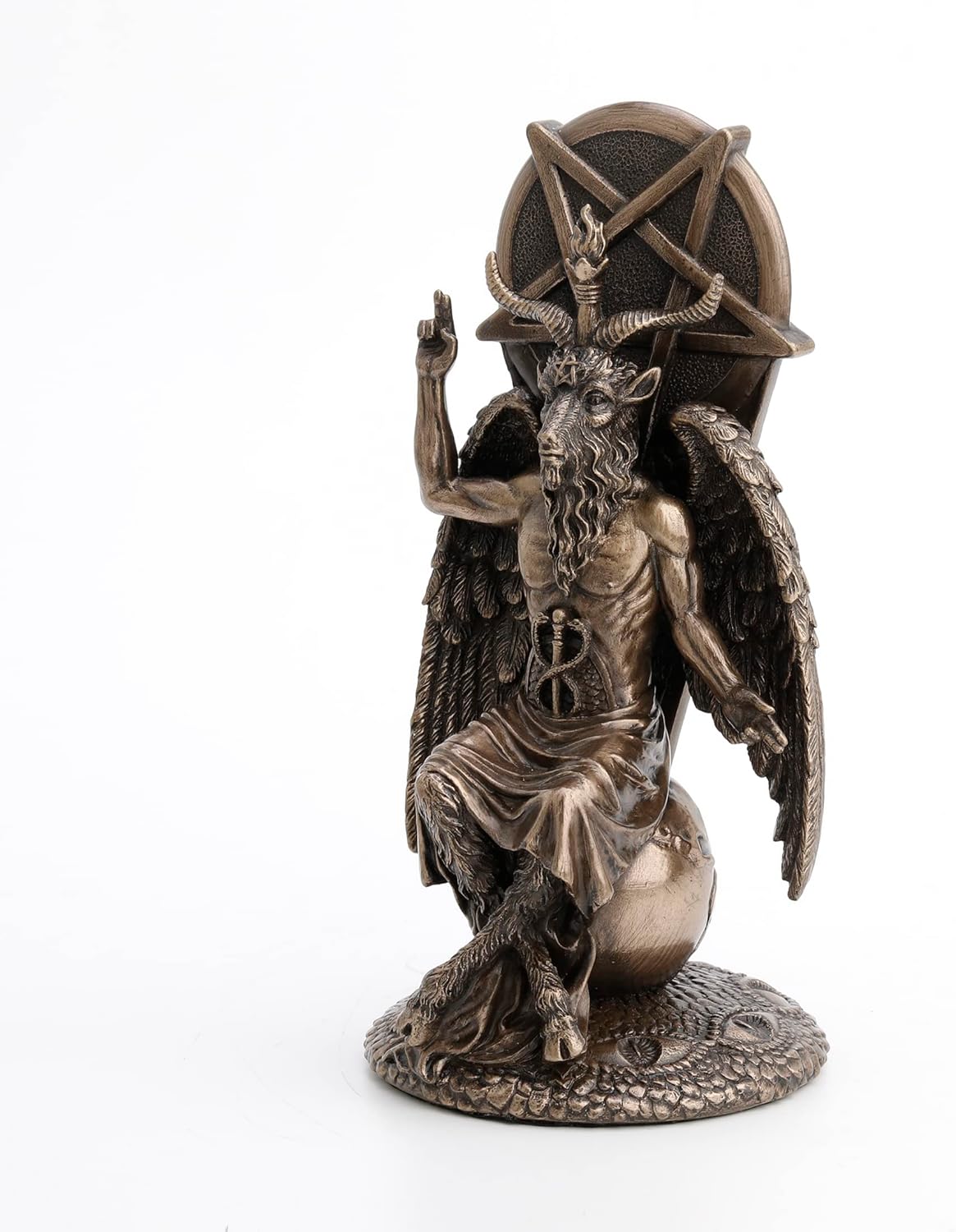 Veronese Design 8 1/2 Inch Baphomet Sitting on The Globe Fallen Wiccan Resin Statue Bronze Finish