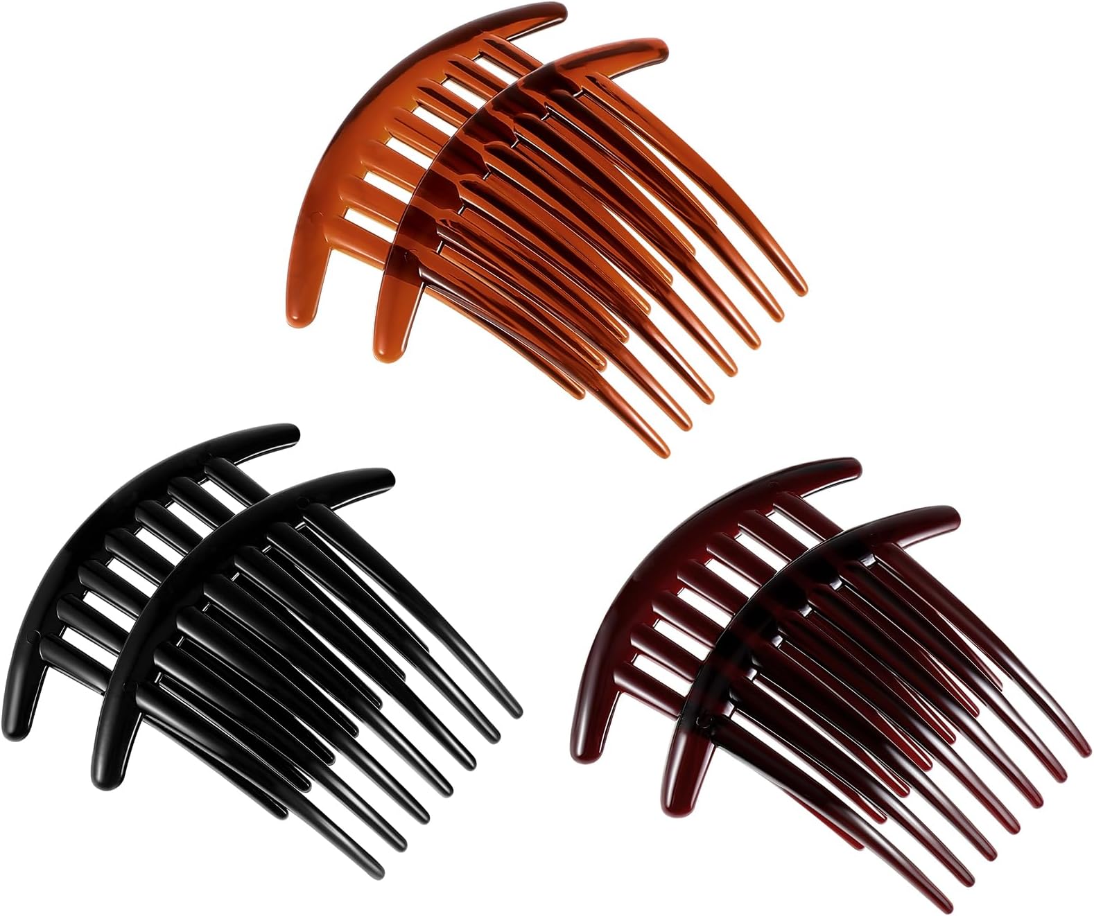 VILLCASE フレンチヘアサイドコーム6個セット プラスチック製7歯ヘアコーム 女性用ヘアスタイリングアクセサリー パーティーや結婚式などのヘアアレンジ用