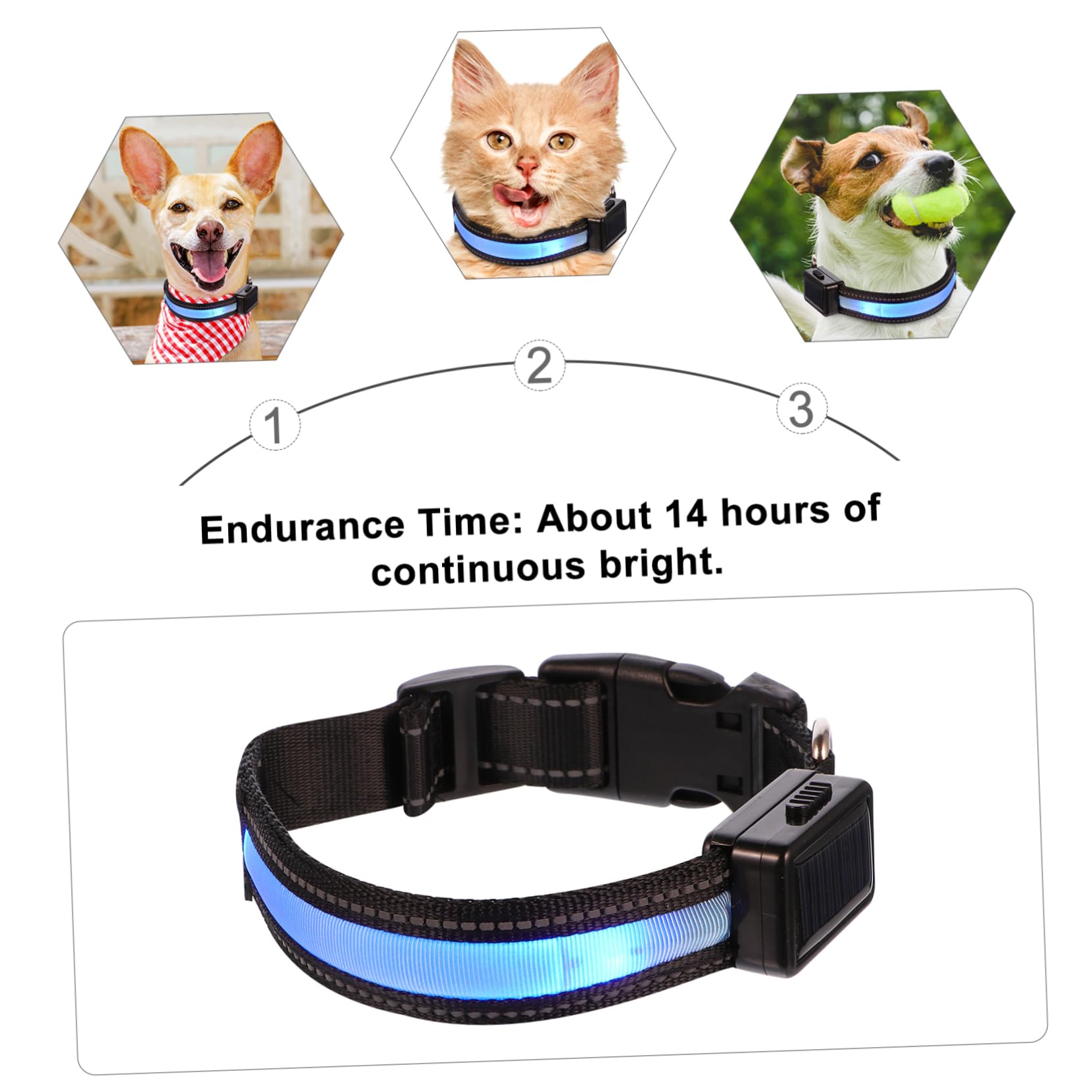 Housoutil Lot De 3 Colliers Lumineux À LED pour Chien Et Chiot avec Recharge Solaire Et Sécurité Nocturne
