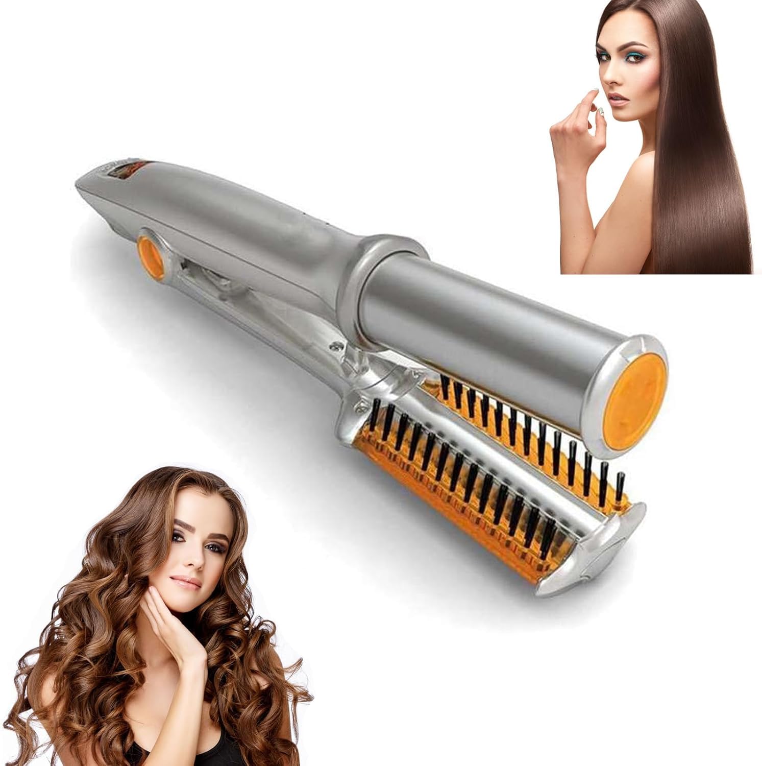 Photo 1 of 2 in1 Hair Curler Straighter Rotating Iron, Curling Iron Wand for Hair Curling and Straighting, Dry and Wet Styling Tool, Travel for Girls Women