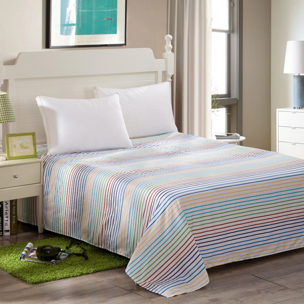 Draps en coton rayure fresh lit deux places drap plat twill weave sergé
