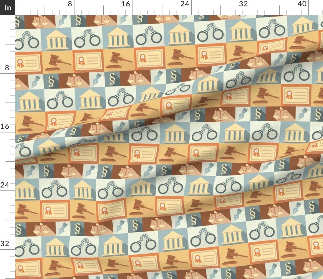 Spoonflower Fabric - Law Justice Scales Pen Judge Printed on Petal Signature Cotton Fabric by The Yard - Sewing Quilting Apparel Crafts Decor