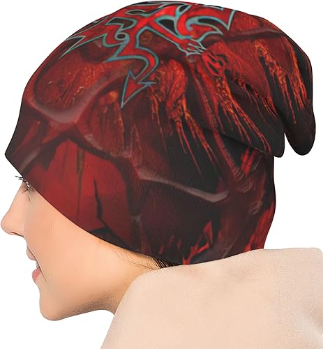 Miniatura 9 de KyjsiUhyU Morbid - Gorros de ángel con banda de metal para hombres, mujeres y adolescentes  Moda delgada unisex Aldult Skull Knit Hat sombrero de