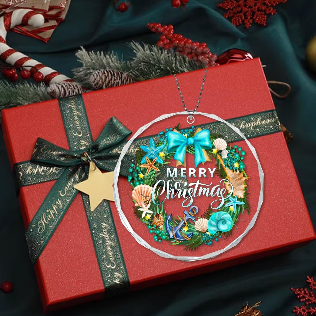 Beach Christmas Ornaments 2025, Beach Ornaments for Christmas Tree, Beach Themed Christmas Ornaments for Shell, Starfish, Anchor, Beach Gifts for Women - Image 3