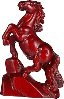 Cabilock 立っている馬の像 手彫り 木製 馬の置物 彫刻の室内装飾 家用デコレーション オフィスインテリア