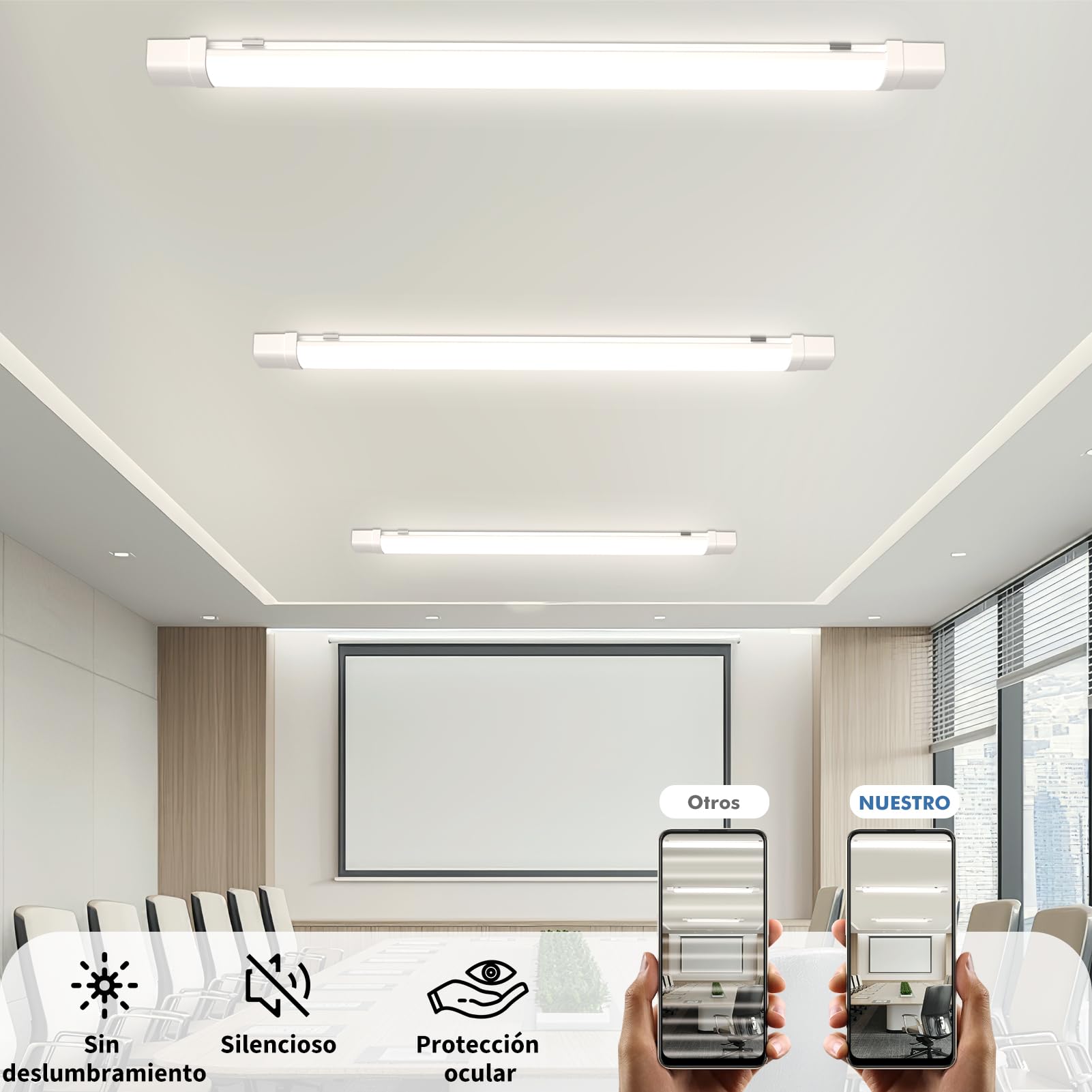 120CM Pantalla LED Lineal Tubos integrado 40W 4000LM Conectables Fluorescente Lámparas de Taller, 4500K Blanco neutro IP65 Luminaria Led para Oficina Garaje Sotano Baño Cocina Armario,4Pcs