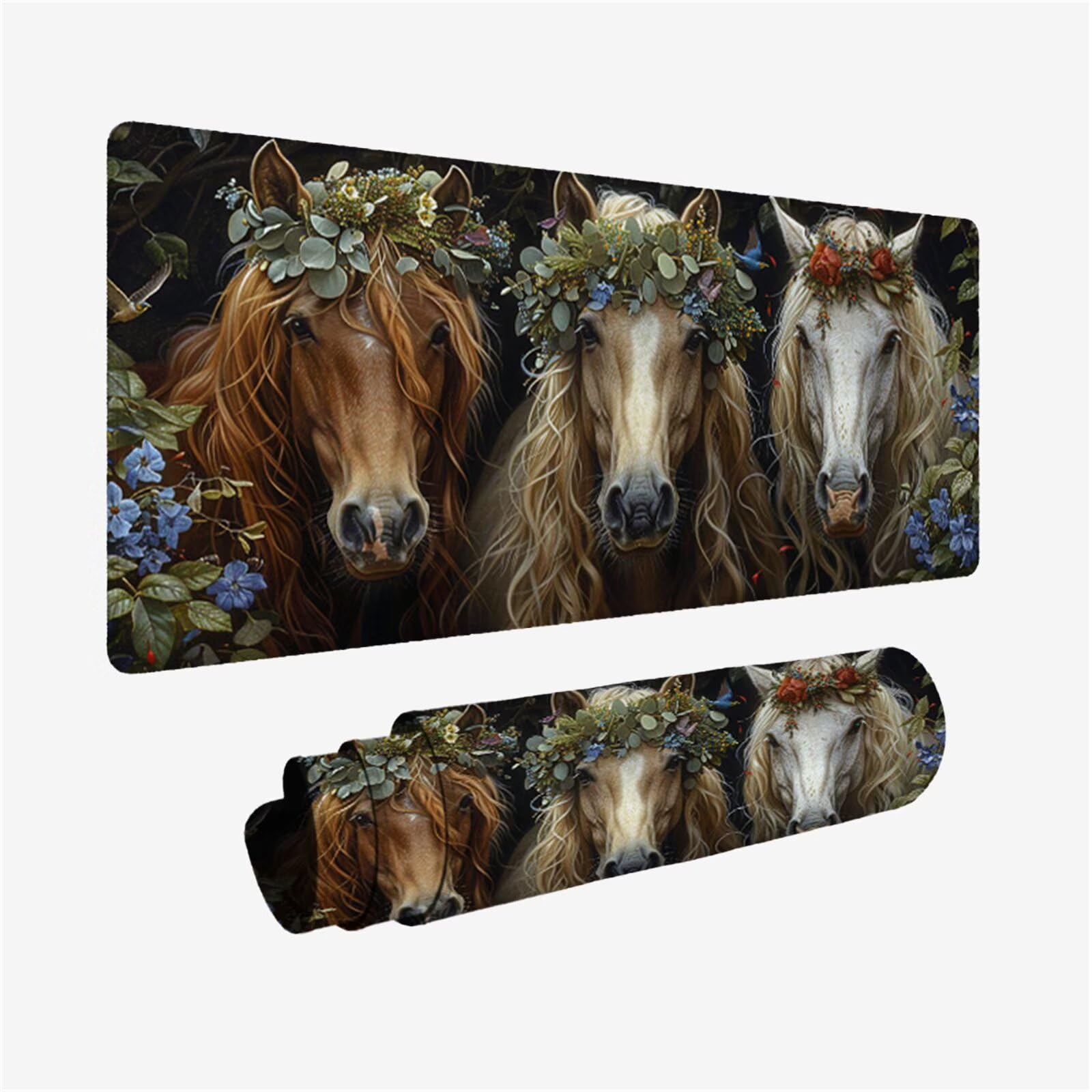 Fabryczna podkładka pod mysz XXL 1000x400, podkładka pod mysz na biurko wodoodporna podkładka pod mysz koń, mysz z antypoślizgową podstawą, pod ręką szyte krawędzie, akcesoria do gier, prezent H2-534