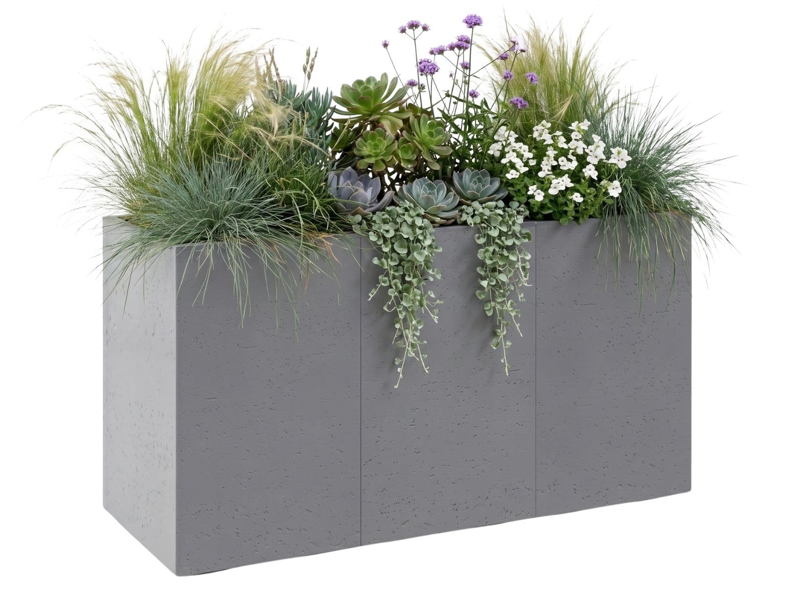 HowHomely Flower Pot Planter on Wheels Grey 90 x 30 x H 60 cm Concrete Look Flower Pot