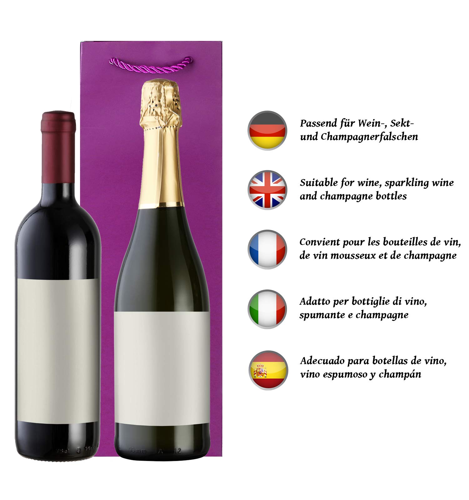 2 Borse Feltro Per Bottiglie - 6 Scomparti, Trasporto Sicuro Vino/Acqua, Per Picnic E Feste - Foto 5