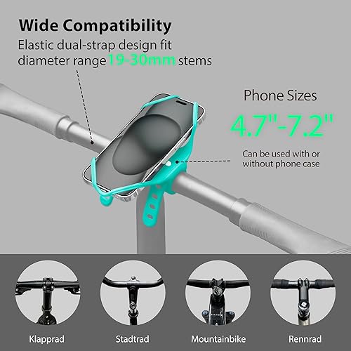 Miniatura 2 de Bone Bike Tie 4 Pro Max, Mountain Bike Phone Mount for Stem & TU-Shaped Handlebars, Scratch-Free & Shock-Absorbing Silicone Dual-Strap, MTB Cycling