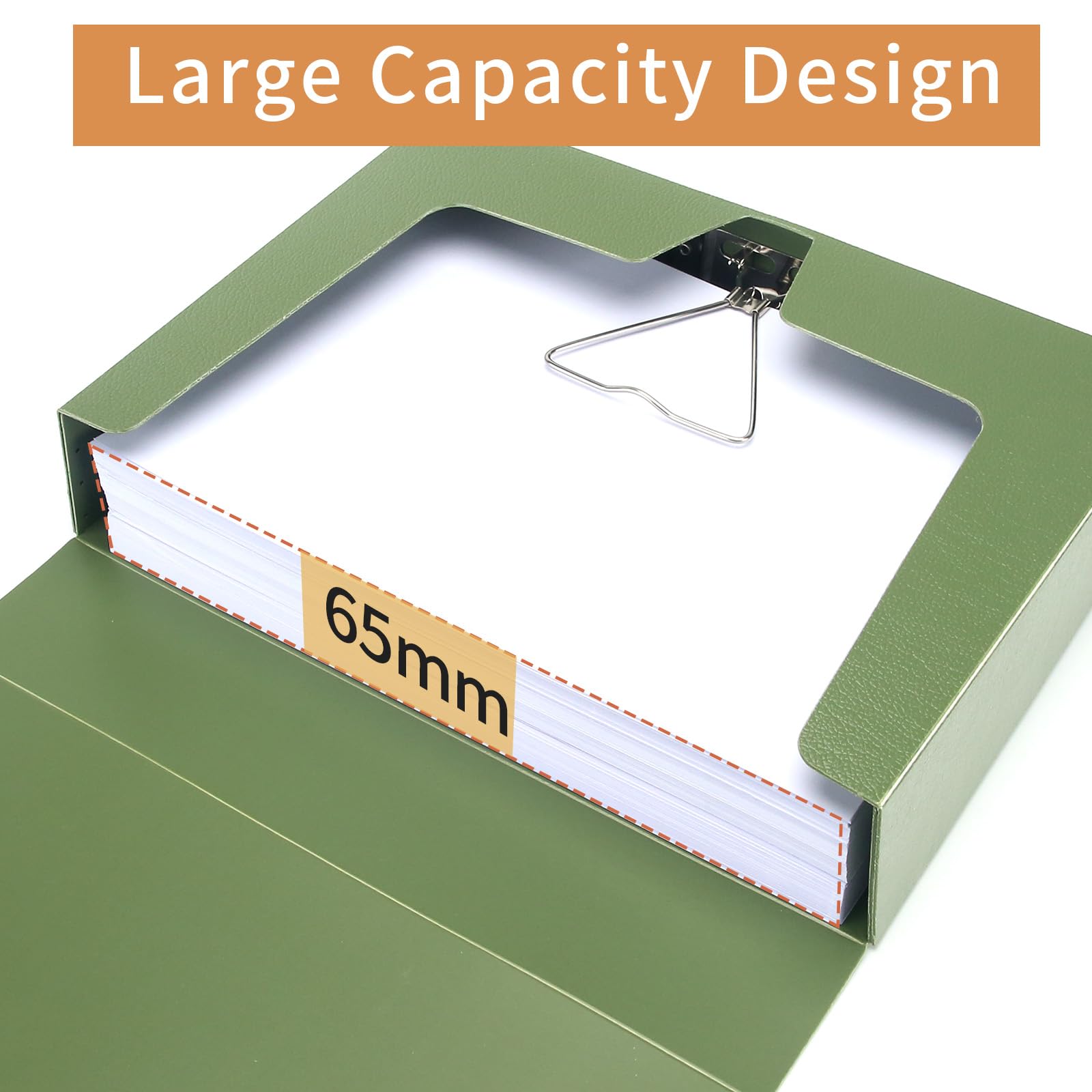 HUA JIE A4-Aufbewahrungsboxen, Archiv-Box, 65 mm Rücken, Aufbewahrungsbox für Dokumente, mit Metallclip, für Büro, Schule, Grün, 2 Stück