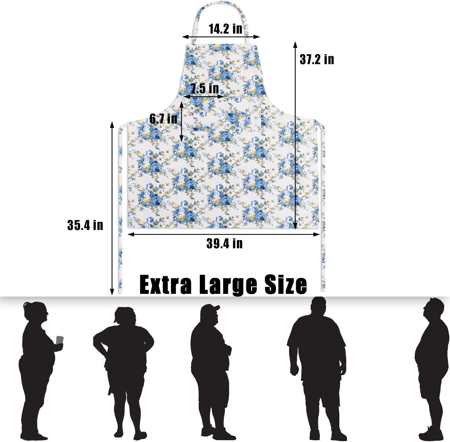 LOLOMLO Oversize Canvas Cotton Apron, Extra Large Aprons with Long Strap, Adjustable Neck Tear Resistant Plus Size aprons - Image 3