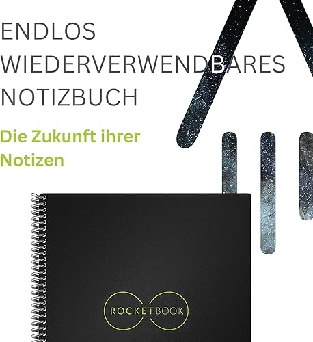 Vista 4 de Rocketbook Core Reusable Spiral Notebook, Executive Size 6x8.8, Black - Dotted Pages, App-Connected, Erasable, Durable Cover, Ideal for School