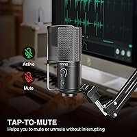 Vista 4 de FIFINE - Micrófono USB para podcast, micrófono condensador para PC con soporte de brazo extensible, botón de silencio, kit de micrófono Plug & Play