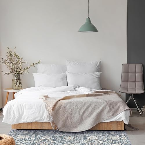 Miniatura 3 de Alfombra de área de 8 x 10 pies, suave, estilo bohemio, vintage, alfombra de lana sintética envejecida, antideslizante, delgada, lavable a máquina,