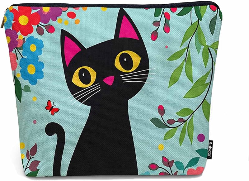 Necessaire Kalygon com zíper, estampa Black Cat, 1 unidade