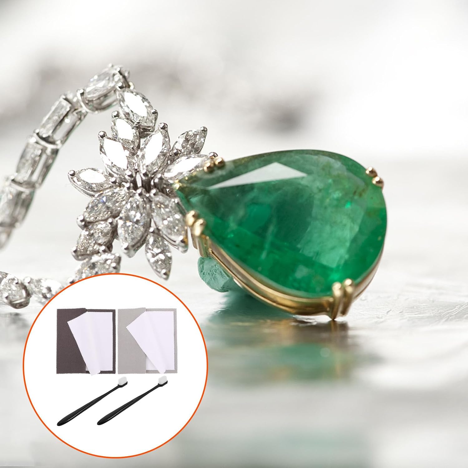Silver Polishing Set with Cloth and Soft Brush for Jewelry Care