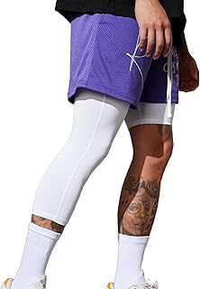 Smatstyle Men's Compression Sport Pants Single Leg 3/4 Base Layer Basketball Leggings Athletic One Leg Capri Tights Running